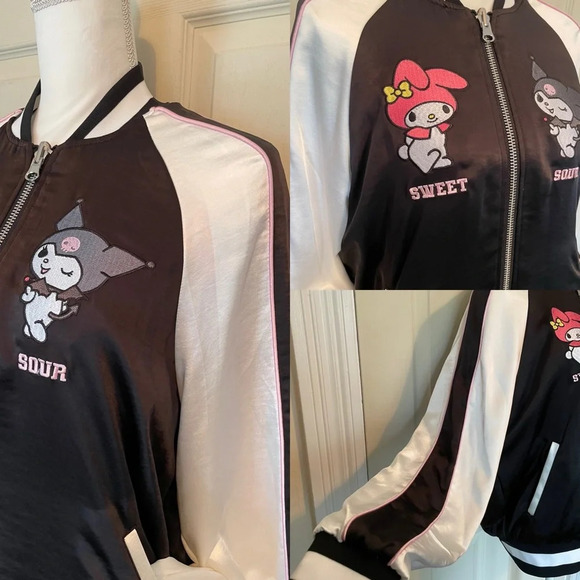 Hello Kitty And Friends x Forever 21 Reversible Pink & Black Small Bomber Jacket - Picture 14 of 16